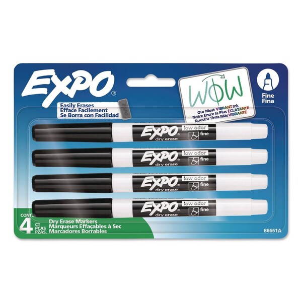Expo Dry Erase Marker, Fine Tip, Black, 4PK 86661 - main