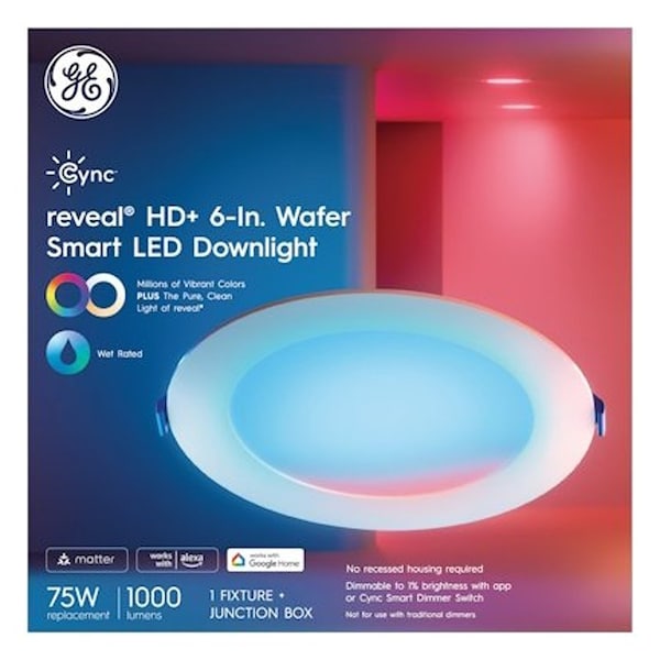 Ge Reveal Series Wafer Downlight, 16 W, 120 V, LED Lamp 93131649 - main