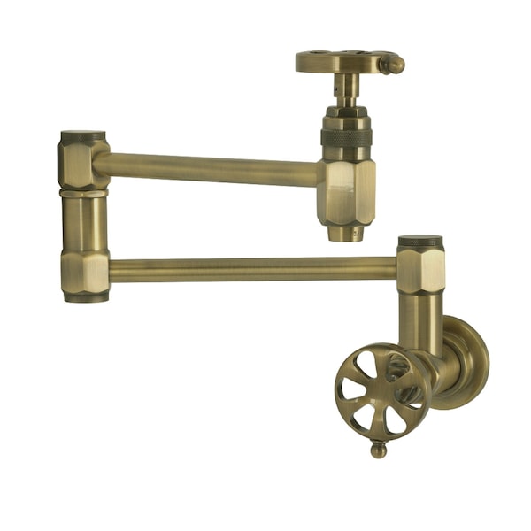 Kingston Brass Wall Mount Pot Filler Faucet, Antique Brass KS5103RX - main