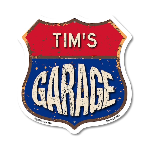 Signmission Tim's Garage, 12 Inch X 12 Inch, Plastic Sign SHI-P-12-383-TIM - main