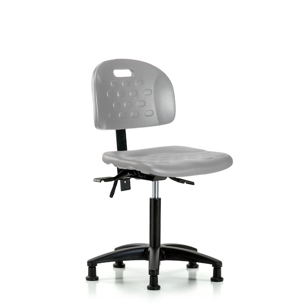 Blue Ridge Ergonomics Polyurethane Chair - Medium Bench Height with Seat Tilt & Stationary Glides in Gray Polyurethane HPMBCH-RG-T1-A0-NF-RG-GRY - main