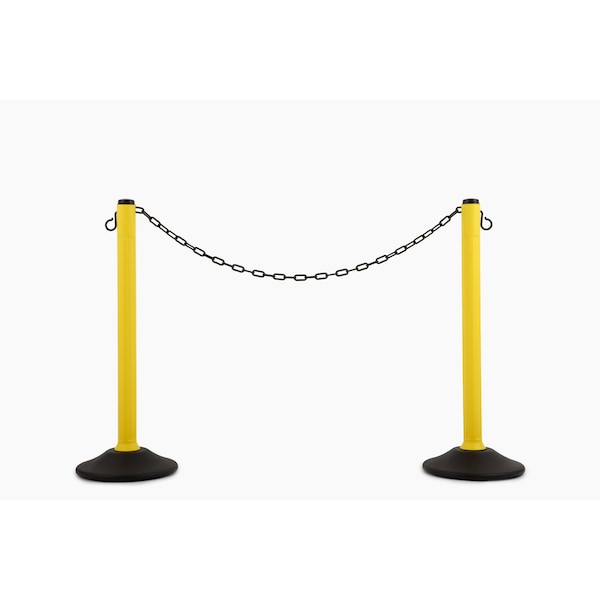 Us Weight ChainBoss Outdoor/Indoor Stanchion with 10 ft of Black Plastic Chain - Fillable Base, 2PK U2204 - main