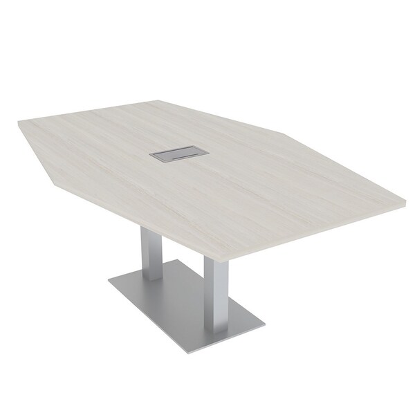 Skutchi Designs Hexagon Conference Table With Power Unit, 48 in W, 72 in L, Ivory HAR-HEX.IR-48X72-DOU-K458-ESIL - main