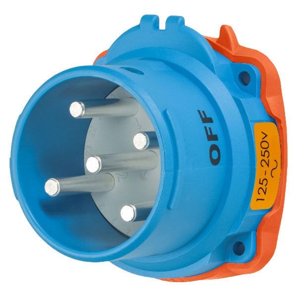 Meltric DSN30 INLET POLY BLUE SIZE 2 TYPE 4X IP 69 3P+N+G 30 A 125/250 VAC 60 Hz NO AUX 63-38077 - main