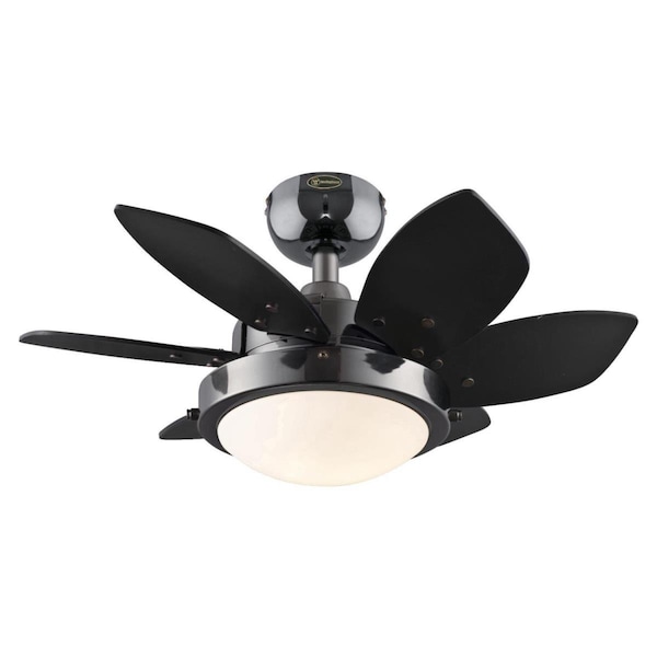 Brightbomb 24 in. Gun Metal Opal Frosted Glass Indoor Ceiling Fan with Reversible Blades Black & Graphite BR2690150 - main