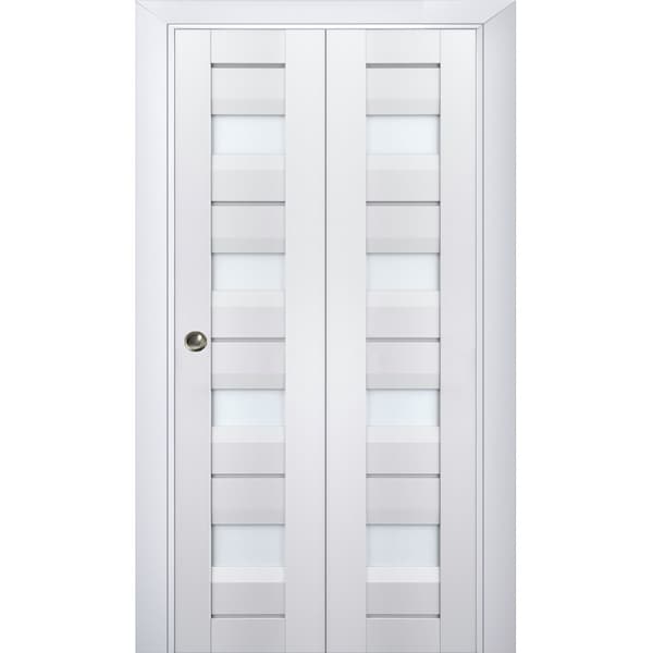 Sartodoors Sliding Closet Bi-fold Doors White Solid Core Modern Interior VEREGIO7455BF-WS-36 x 84 (2* 18x84) - main