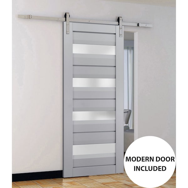 Sartodoors Sturdy Barn Door Grey Solid Core Modern Interior VEREGIO7455BD-S-GRE-18 - main