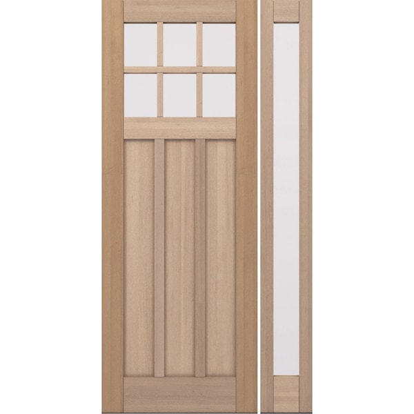 Doornmore CRF-P3G6, 51.5" x 98" ( 36" Door + 12" Side) Left Hand, Mahogany SDL 6 Lite Exterior Door CRF-P3G6-SW-3696-G101-SL_1-1_LI - main