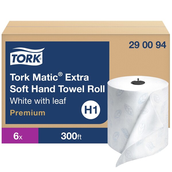 Tork Hardwound Paper Towel Roll, 2 Ply, Continuous Roll Sheets, 300 ft, White, 6 PK 290094 - main
