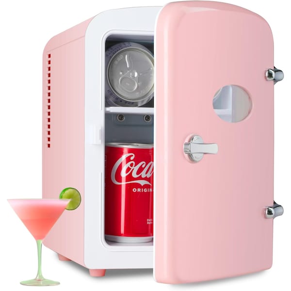 Simple Deluxe YSSOA Mini Fridge, Portable 6 Can Small Skincare, Drinks, Food with Observation, Freon-Free Cooler HKFRIGMINI4OBWPNK - main