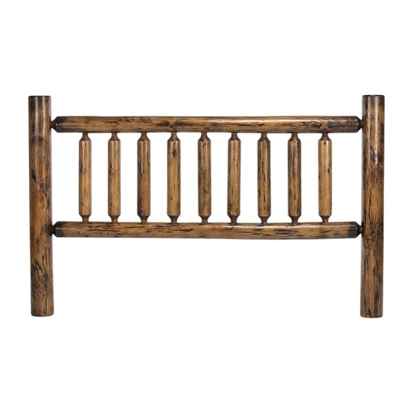 Homeroots Natural Vintage Brown Finish Cedar Log King Headboard 370327 - main