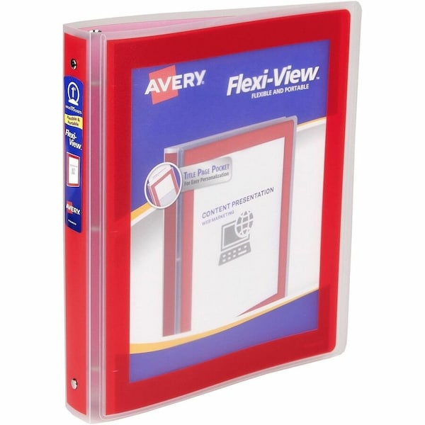 Avery Flexi-View 3 Ring Binder, 1 In Round Ring 17606 - main