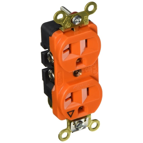 Hubbell Wiring 20A 125V 5-20R Duplex Receptacle, 2-Pole 3-Wire Grounding, Commercial Grade IG5362 - main