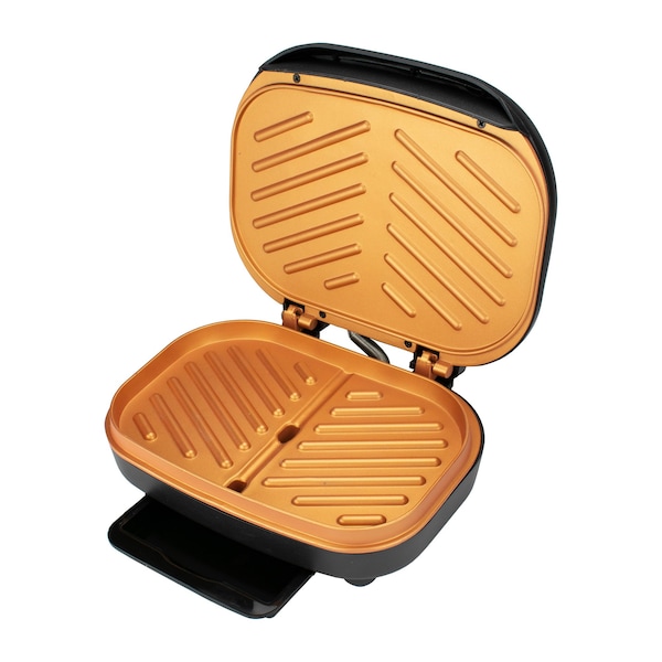 Brentwood Industries 2-Serving Non-Stick 750w Indoor Electric Copper Grill and Panini Press in Black TS-606BK - main