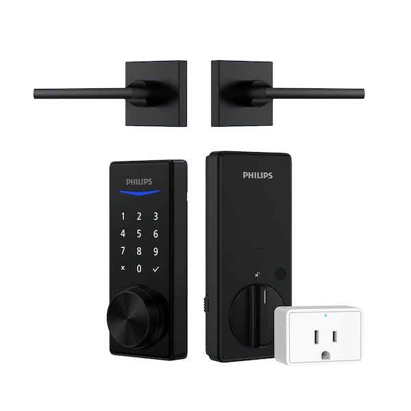Philips Bluetooth Touchscreen Smart Deadbolt with Wi-Fi Bridge with Lever DDL24015HBGLBK - main