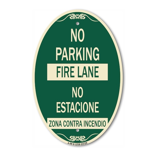 Signmission No Parking Fire Lane - No Estacione Zona Cont, 12 In X 18 In Architectural, Heavy Gauge Aluminum A-OV-G-1218-23729 - main