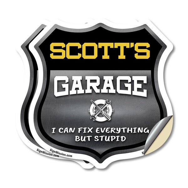 Signmission Scott's Garage I Can Fix Everything But Stupid, 6 inch X 6 inch, Vinyl Decal, 2PK SHI-D-2PACK-6-490-SCOTT - main
