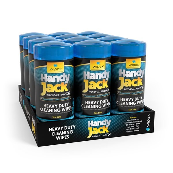 Wipex Heavy Duty Cleaning Wipes 60ct Canisters, 720 Wipes, Skin-Safe for Paint, Grease, Adhesives, 12PK WX72008HJC-12 - main