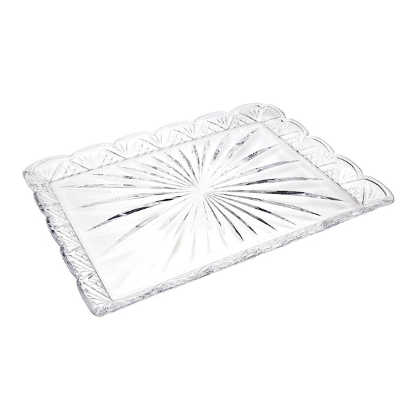 Homeroots 16in Clear Rectangular Crystal Serving Tray 517509 - main