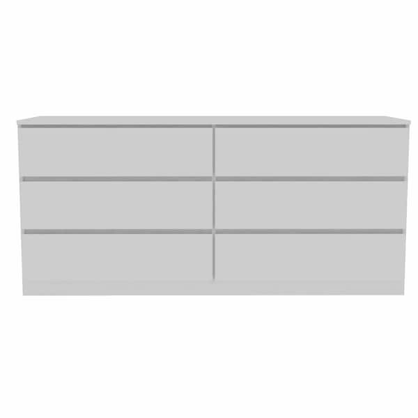 Homeroots 60" White Six Drawer Double Dresser 403758 - main