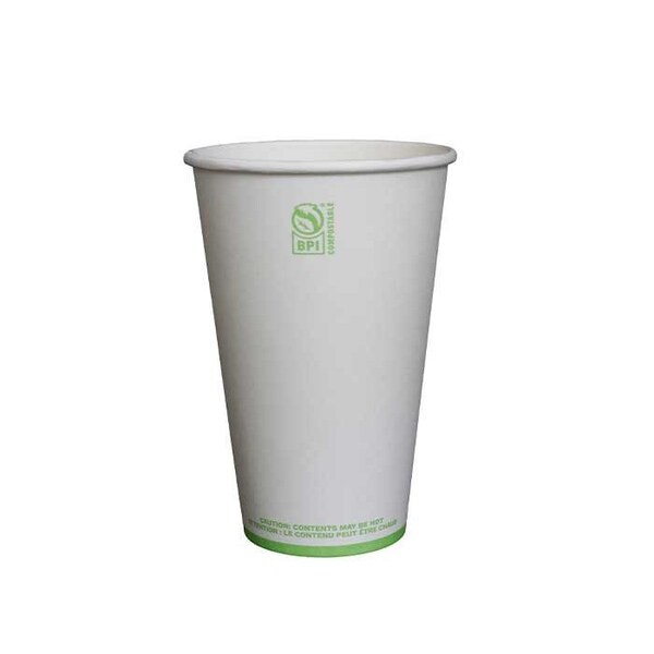Kitch 24/7 Disposables White Compostable Paper Hot Cup, 16 Ounce, 1000PK KC-SC16W - main