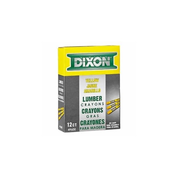 Dixon Ticonderoga Lumber Crayon, 1/2 in dia x 4-1/2 in L, Yellow, 12PK 464-49600 - main