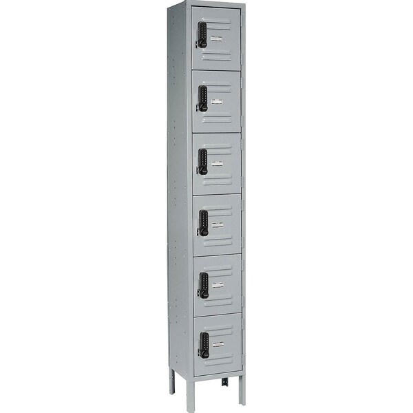 Global Industrial 6-Tier 6 Door Digital Locker, 12"Wx15"Dx78"H, Gray, Unassembled 413211 - main