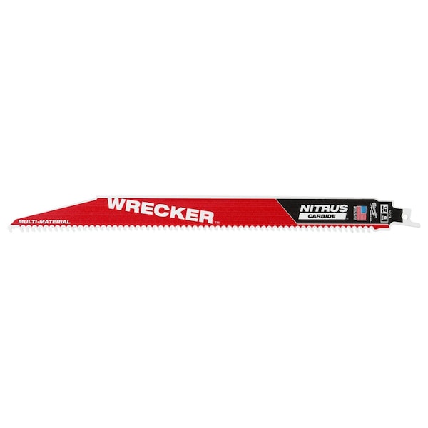Milwaukee Tool 12 in. 6 TPI SAWZALL THE WRECKER with NITRUS CARBIDE Multi-Material Reciprocating Saw Blade (1 pk) 48-00-5273 - main
