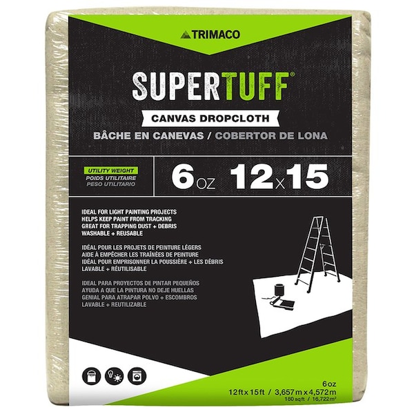 3M 12ft x 15ft Trimaco 56703 SuperTuff Canvas Drop Cloth, 6 Oz. LC-8S10C - main