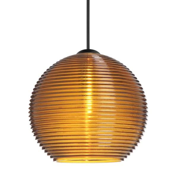 Besa Lighting Besa Kristall 6 Pendant, Amber, Black Finish, 1x 5W LED 1XT-461582-LED-BK - main