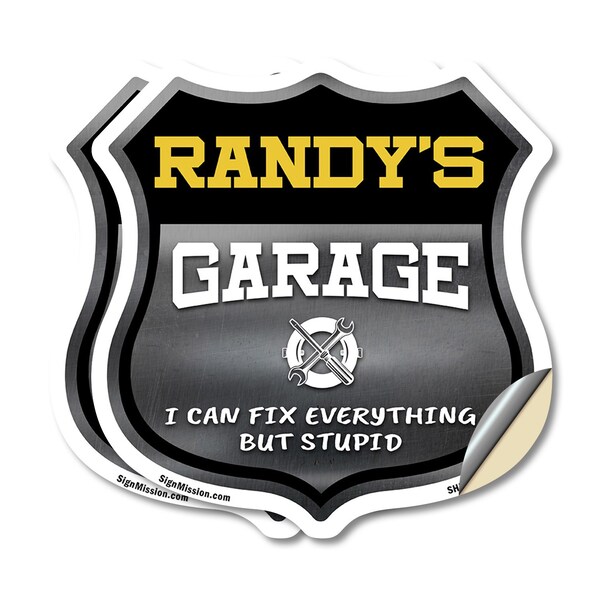 Signmission Randy's Garage I Can Fix Everything But Stupid, 18 inch X 18 inch, Vinyl Decal, 2PK SHI-D-2PACK-18-490-RANDY - main