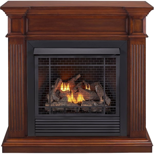 Duluth Forge Dual Fuel Ventless Gas Fireplace W/ Jefferson Series Mantel, 32,000 BTU, Heritage Cherry Finish FDI32R-J-HC - main