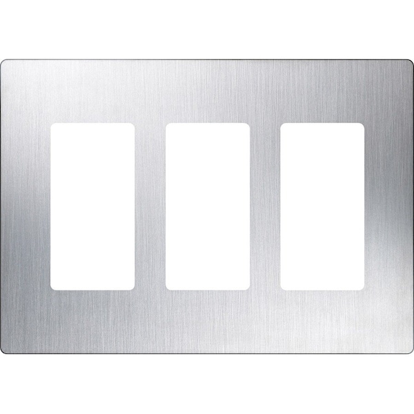 Lutron Designer Wall Plates, Number of Gangs: 3 Stainless Steel, Satin Finish, Stainless Steel CW-3-SS - main