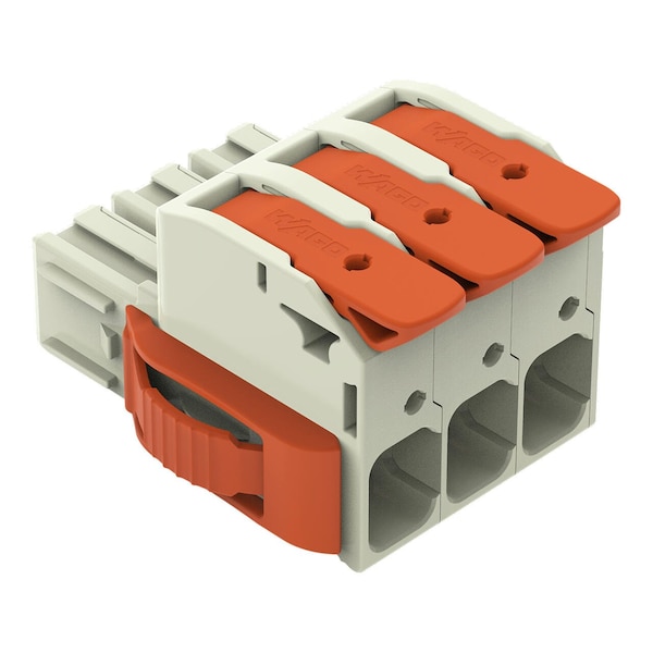 Wago Lever Wire Connector, 4 AWG Max, 3 Port, Gray, Polybutylene Terephthalate Insulation, 600 V, 66 A 832-1103/037-000 - main