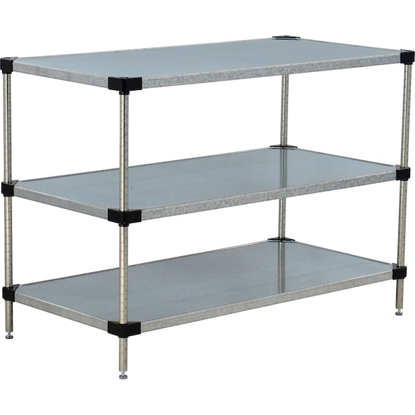 Global Industrial Nexel 3 Shelf, Galvanized Steel Solid Shelving Unit, Starter, 72"W x 18"D x 54"H B3152435 - main