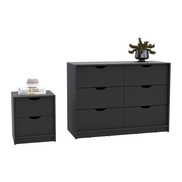 Homeroots Two Piece Black Bedroom Set 526366 - main