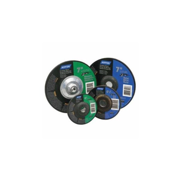 Norton Co Depressed Center Metal/Masonry Wheel, 4 1/2 in Dia, 1/4 in Thick, 5/8 Arbor, 20PK 547-66252819559 - main