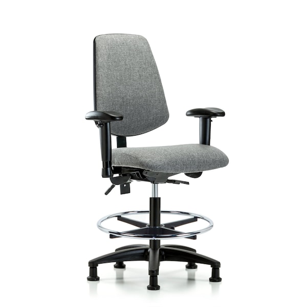 Blue Ridge Ergonomics Fab Med Bench Chair, Bk, CF, Glds, Gry, 6-Way Adjustable, 22" to 29" Height, Gray BR-FMBCH-MB-RG-T0-A1-CF-RG-F44 - main