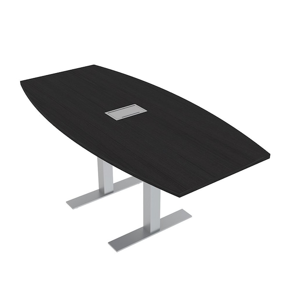 Skutchi Designs 6ft Conference Table With Power Unit | 6 Person Modular Boat Meeting Table | Harmony Series HAR-BOT-36X72-T-U999ST19-ESIL - main