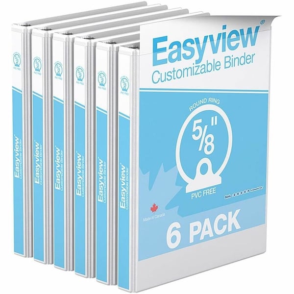 Davis Group Easyview Premium, Round Ring, Customizable, View Binder, (White, 5/8"), PK6 8400-00-06 - main