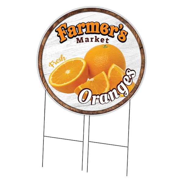 Signmission Farmers Market Oranges Double Sided Corrugated Plastic Circle Yard Sign, C-36-CIR-DS-WS-Oranges C-36-CIR-DS-WS-Oranges - main