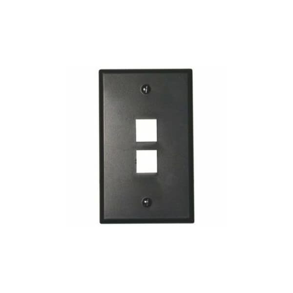 Leviton 2-Port Wallplate Unloaded, 1-Gang Use W/Snap-In Modules, Quickport BK 41080-2EP - main