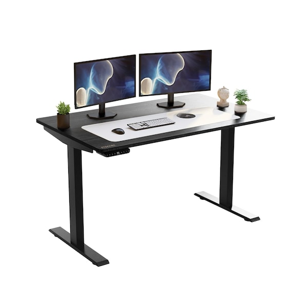 Homeroots Adjustable Black Stainless Steel Rolling Computer Desk 397750 - main