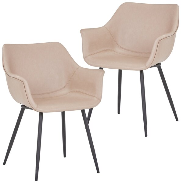 Leisuremod Markley Modern Leather Dining Arm Chair in Taupe, 2PK EC26TP2 - main
