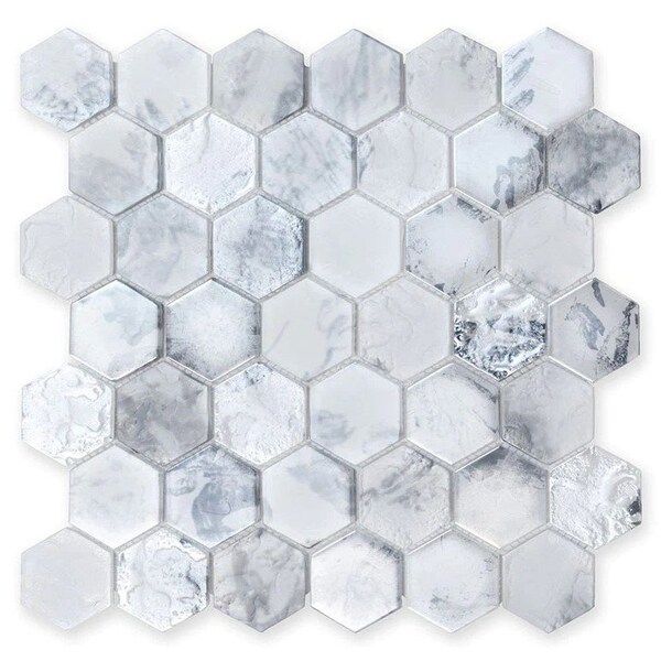 Apollo Tile Verre 11.7 in. x 11.8 in. Matte White Glass Mosaic Wall and Floor Tile 9.6 sq ft/case - 10 pack SEA88HX07WTA - main