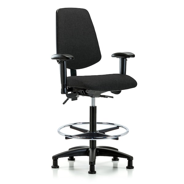 Blue Ridge Ergonomics Fab Hi Bench Chair, Med, Bk, CF, Glds, Blk, 6-Way Adjustable, 26" to 35-1/2" Height, Black BR-FHBCH-MB-RG-T1-A1-CF-RG-F42 - main