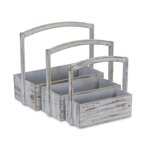 Homeroots Set of Three Gray Solid Wood Cube or Bin, 3PK 487667 - main
