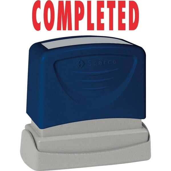 Sparco Pre-Inked Message Stamp, COMPLETED, 1-3/4 x 5/8, Red 60015 - main