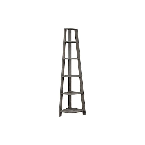 Homeroots 71" Taupe Wood Five Tier Corner Bookcase 332853 - main