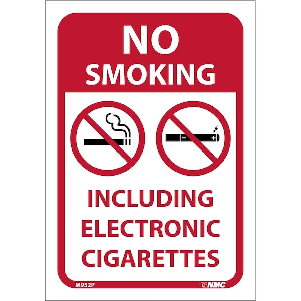 Nmc No Smoking Including E Cigarettes Sign, M952P M952P - main
